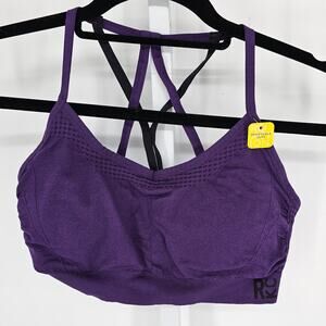 Kenneth Cole Reaction Womens Sz M Wire Free Sports Bra Purple Strappy NEW